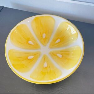$10 SALE Yellow Lemon Design Ceramic Medium Serving Bowl Salad Dessert Snack